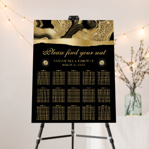 Elegant Black and Gold Glitter Agate Pattern Foam Board