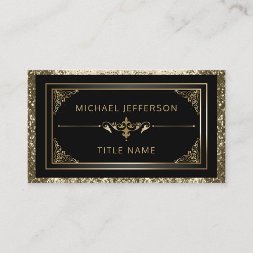 Elegant Black and Gold Glitter Business Card