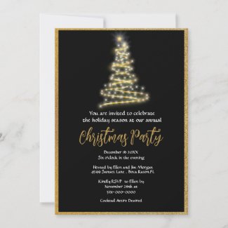 Elegant Black and Gold Glitter Christmas Party 