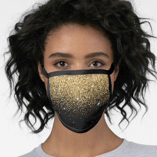 Elegant Black and Gold Glitter Cloth Face Mask (Worn Her)