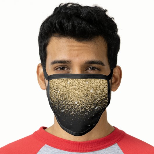 Elegant Black and Gold Glitter Cloth Face Mask (Worn Him)