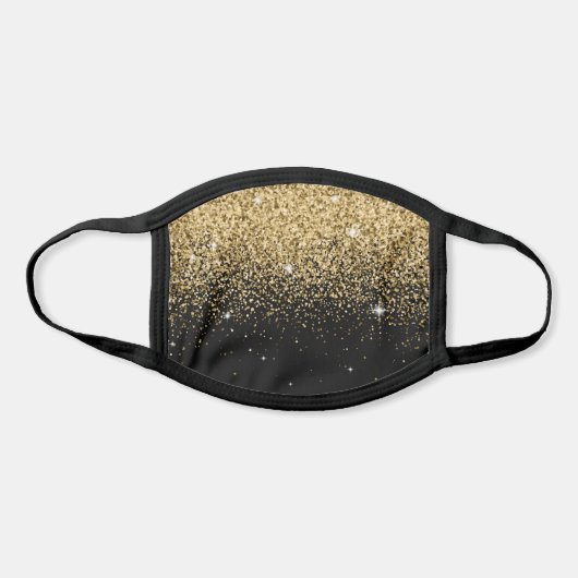 Elegant Black and Gold Glitter Cloth Face Mask (Front)