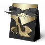 Elegant Black and Gold Glitter High Heel Shoe Favor Boxes