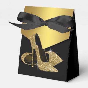 Elegant Black And Gold Glitter High Heel Shoe Favor Boxes by Pure_Elegance at Zazzle