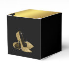 Elegant Black and Gold Glitter High Heel Shoe