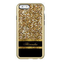 Elegant Black and Gold Glitter Incipio Feather Shine iPhone 6 Case