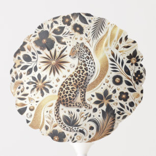 Elegant black and gold glitter Leopard  Balloon