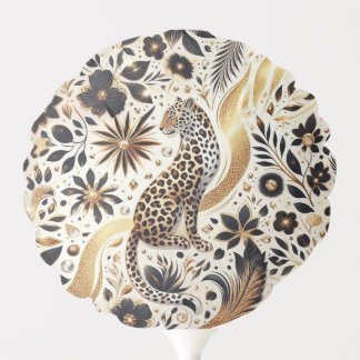 Elegant black and gold glitter Leopard Balloon