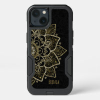 Elegant Black And Gold Glitter Mandala