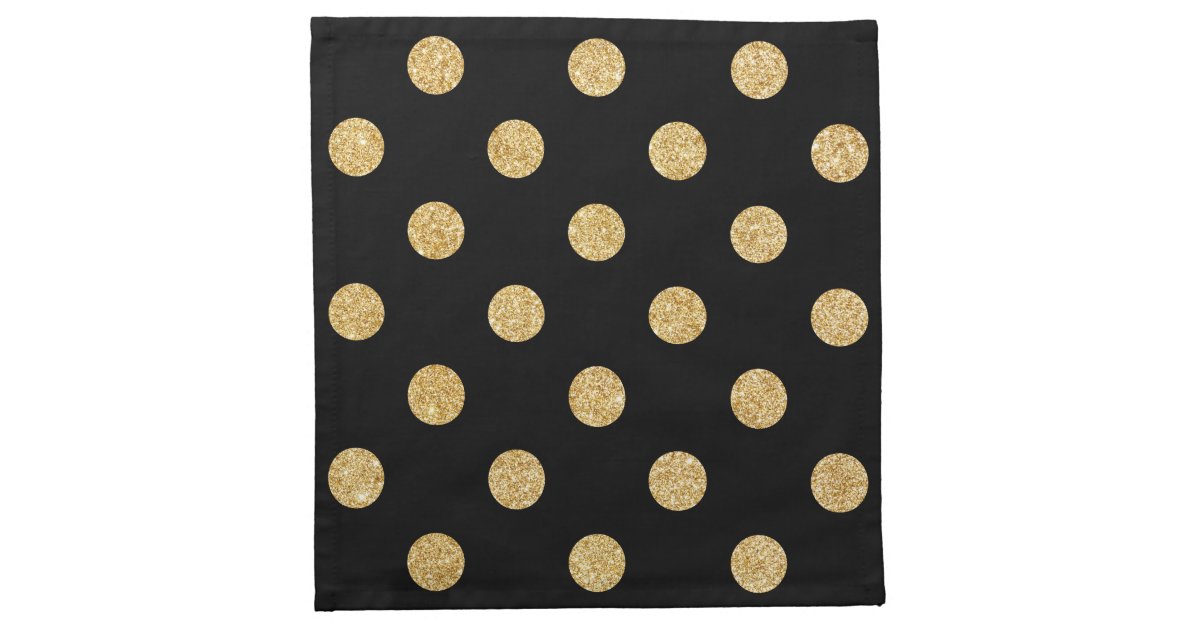 Elegant Black And Gold Glitter Polka Dots Pattern Cloth Napkin | Zazzle.com