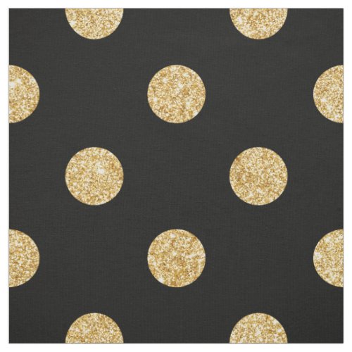 Elegant Black And Gold Glitter Polka Dots Pattern Fabric