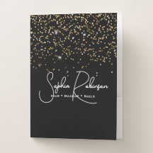Elegant Black and Gold Glitter Salon Business