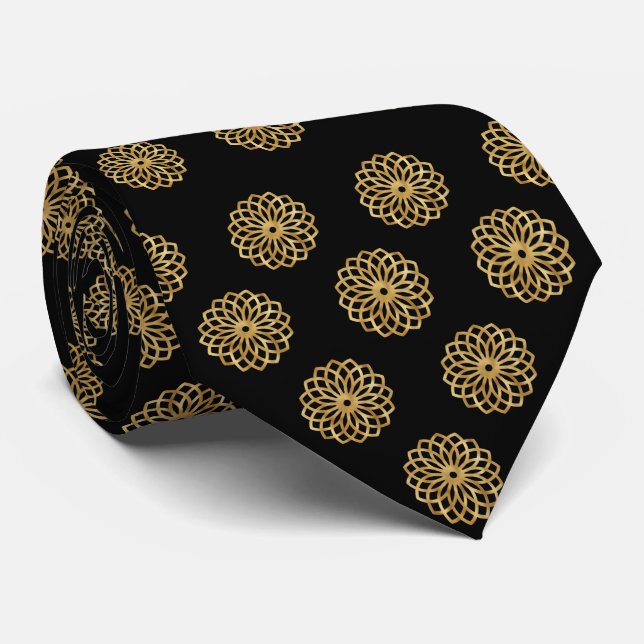 Elegant Black and Gold Glitter Wedding Neck Tie (Rolled)