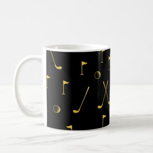 Elegant Black And Gold Golf Pattern Golfer    Coffee Mug