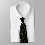 Elegant Black And Gold Golf Pattern Golfer   Neck Tie<br><div class="desc">Minimal gold golf pattern with clubs,  balls,  and flags for golf players. Gift for golf club,  golfer,  golf player,  team,  coach. Monochrome golden modern trendy black and white golf golfer golf player pattern gift home decor,  towels,  ...  Elegant,  classic black color neck tie with gold golf pattern</div>