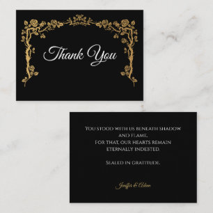 Elegant black and gold Gothic wedding Thank You Note Card