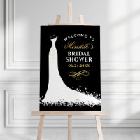 Elegant Black and Gold Gown Bridal Shower Welcome