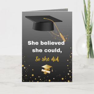 Elegant Black and Gold Graduation Card
