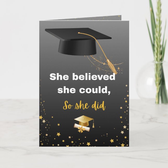 Elegant Black and Gold Graduation Card (Front)