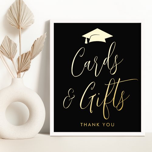 Elegant Black and Gold Graduation Cards and Gifts Foil Prints