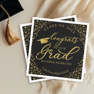 Elegant Black and Gold Graduation - Class Of 2026  Napkins