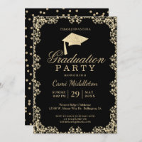 Black & Gold Graduation Invitation