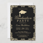 Elegant Black and Gold Graduation Invitation (Front)