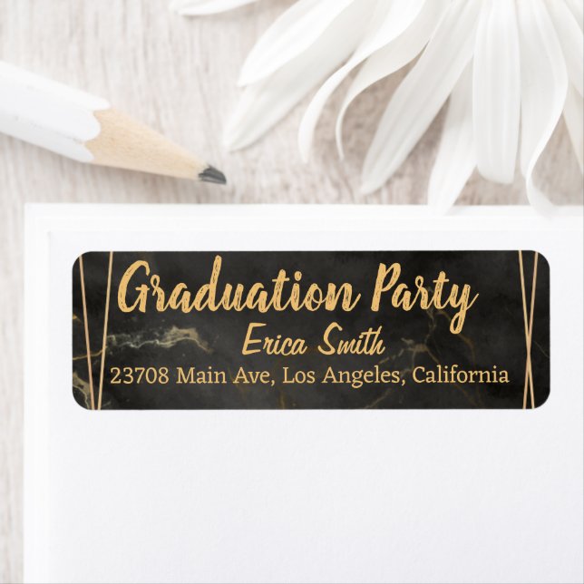 Elegant Black And Gold Graduation  Label (Insitu)