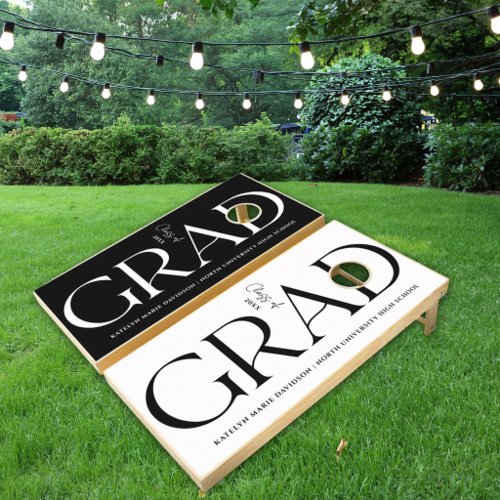 Elegant Black and Gold Graduation Party Cornhole Set