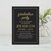 Elegant Black and Gold Graduation Party Invitation (Standing Front)