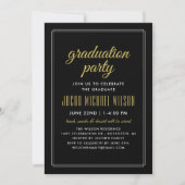 Elegant Black and Gold Graduation Party Invitation (Front)
