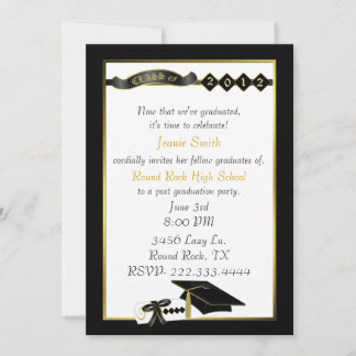 Elegant Black and Gold Graduation Party Invitation