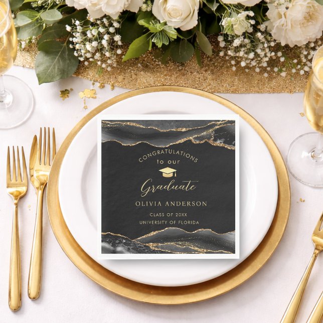Elegant Black and Gold Graduation Party Napkins (Elegant Black and Gold Graduation party Napkins)