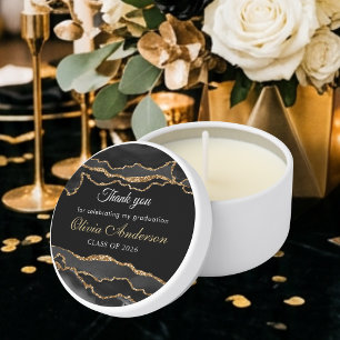 Elegant Black and Gold Graduation Party Thank you  Mini Candle Favors