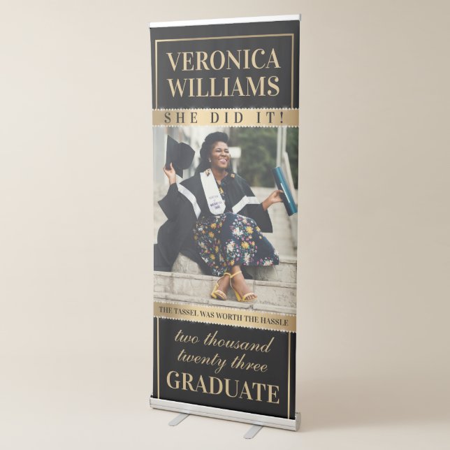 Elegant Black and Gold Graduation Retractable Banner (3/4)