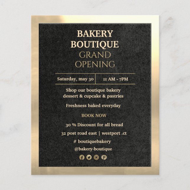 Elegant Black And Gold Grand Opening Flyer (Front)