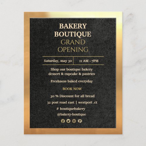 Elegant Black And Gold Grand Opening Flyer