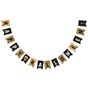 Elegant Black and Gold Halloween Party Bunting Flags