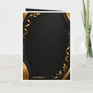 Elegant Black and Gold Happy Birthday Folded Greet Card