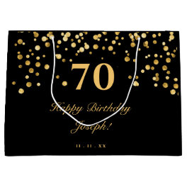 Elegant Black And Gold Happy Birthday Large Gift Bag