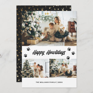 Elegant Black and Gold Happy Howlidays Photo Holiday Card