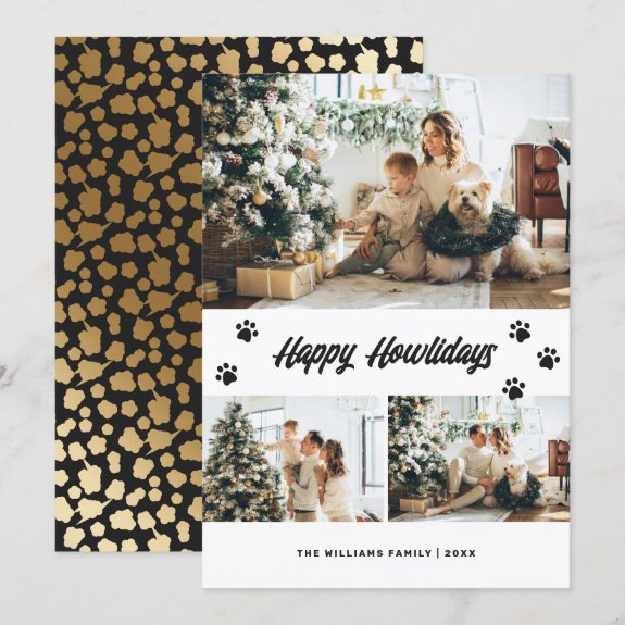 Elegant Black and Gold Happy Howlidays Photo Holiday Card