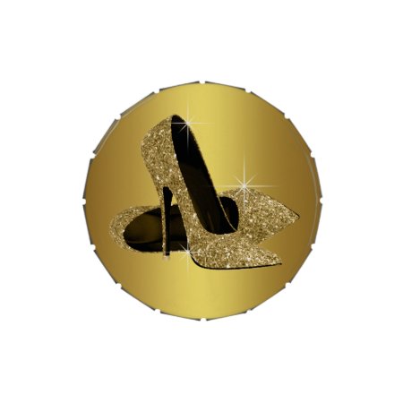 Elegant Black And Gold High Heel Shoe Jelly Belly Tin