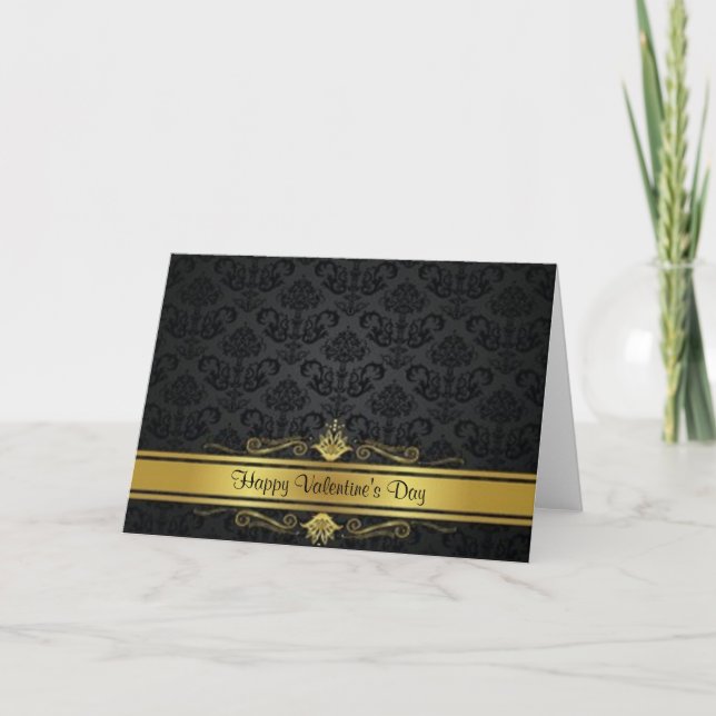 Elegant Black and Gold Holiday Card (Front)
