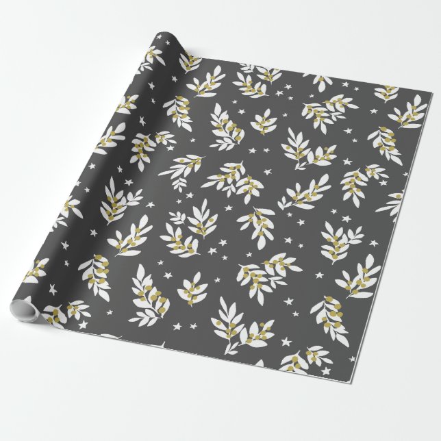 Elegant Black and Gold Hollie Wrapping Paper (Unrolled)