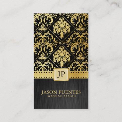 Elegant Black and Gold Interior Designer Business Card