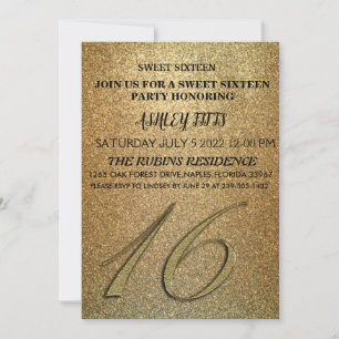 ELEGANT BLACK AND GOLD INVITATION SWEET 16TH BIRTH