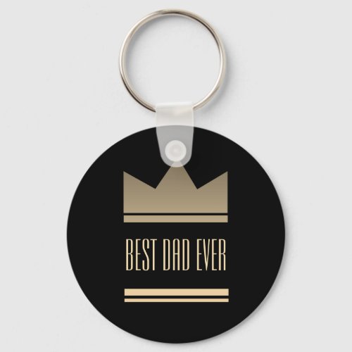 Elegant Black and Gold King Crown Best Dad Ever Keychain