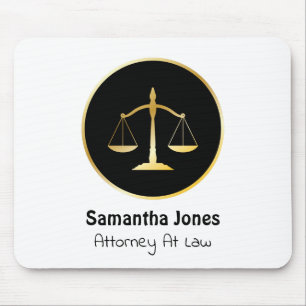 Elegant Black and Gold Lawyer Scale Of Justice Mouse Pad