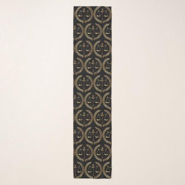 Elegant black and gold lawyer scarf (Front)